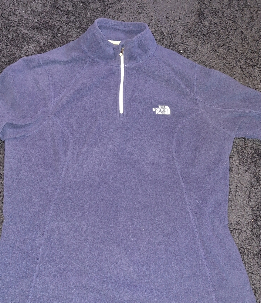 Ladies North Face 1/4 Zip Pullover Blue XL